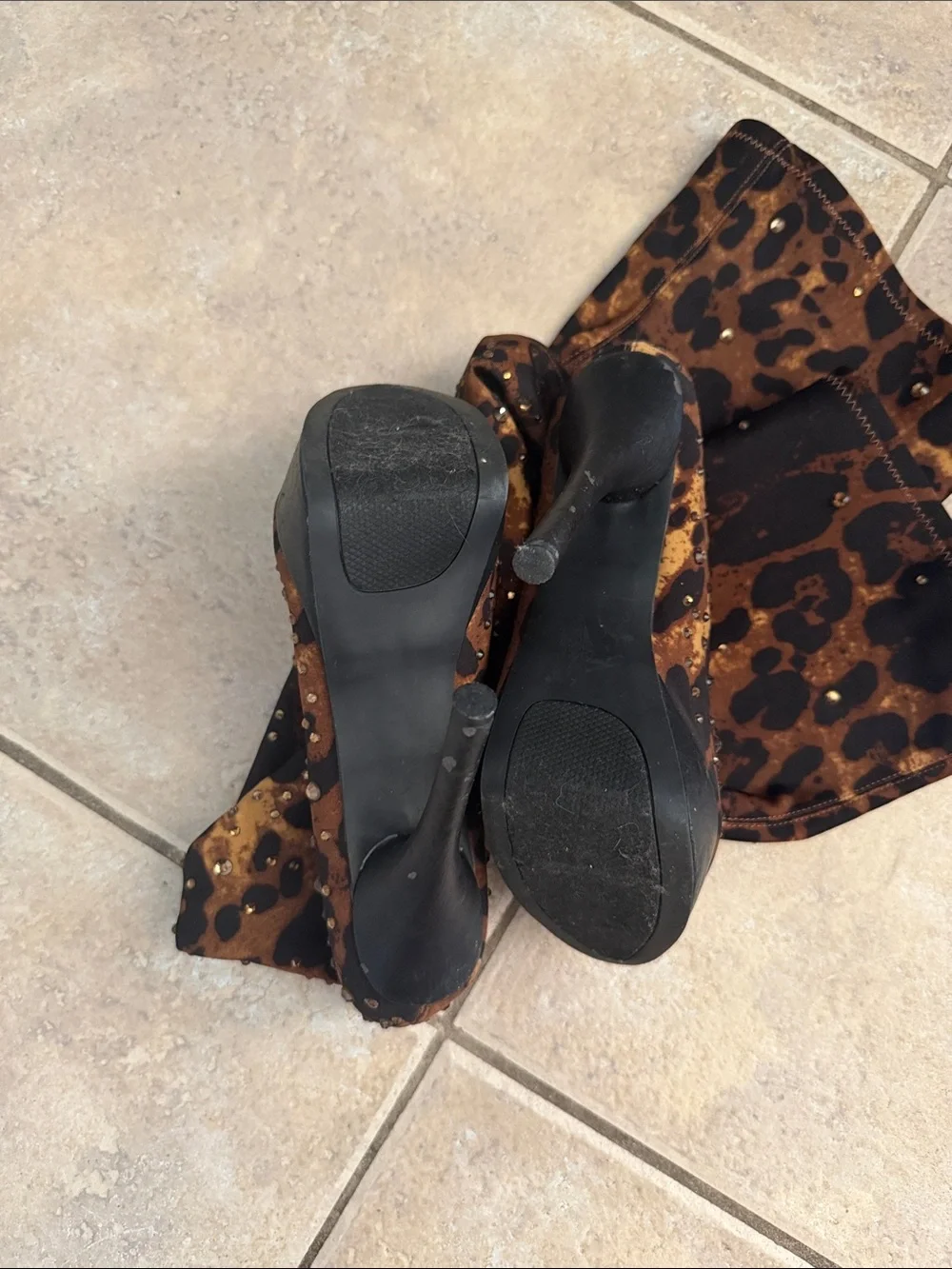 Bakers Leopard-Print Over-the-Knee Platform Boots - Black & Brown